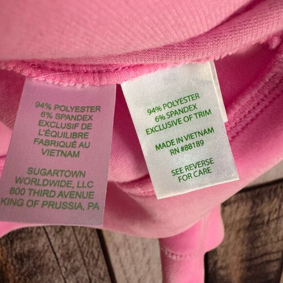 Lilly Pulitzer Larina Velour Zip Up Hoodie Pink XXL Beach Resort Vacation Cozy - Picture 9 of 9